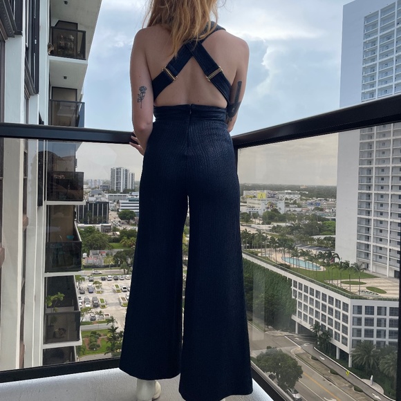 Free People Pants - Free People Wide Leg Blue Jumpsuit in Blue